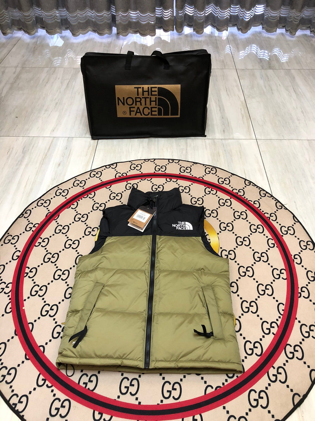 The North Face Olive Green 700 Fill Puffer Vest