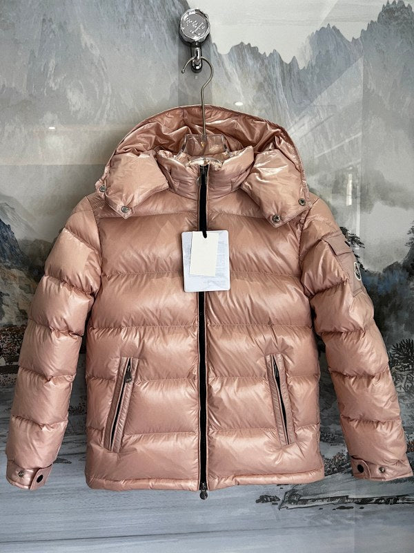 Moncler Rose Gold High-Gloss Hooded Short Down Jacket