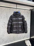 Moncler Black Oversized-Baffle High-Gloss Short Down Jacket