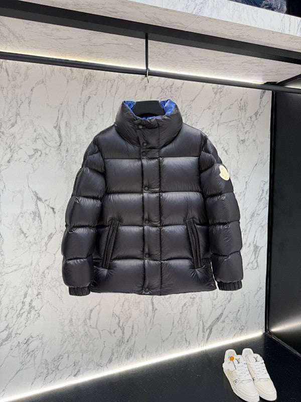 Moncler Black Oversized-Baffle High-Gloss Short Down Jacket