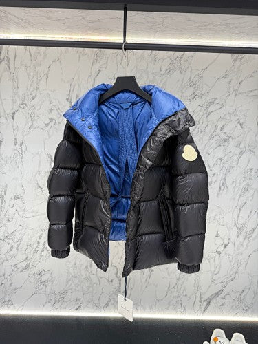Moncler Black Oversized-Baffle High-Gloss Short Down Jacket