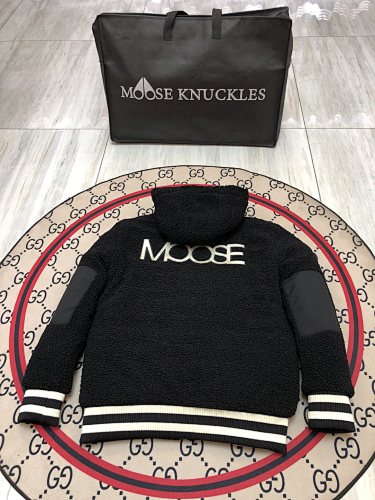 Moose Knuckles Black Sherpa Teddy Fleece Hooded Jacket