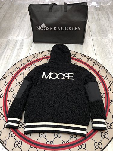 Moose Knuckles Black Sherpa Teddy Fleece Hooded Jacket