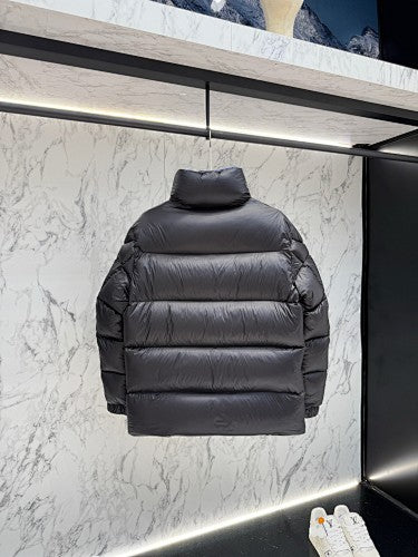 Moncler Black Oversized-Baffle High-Gloss Short Down Jacket