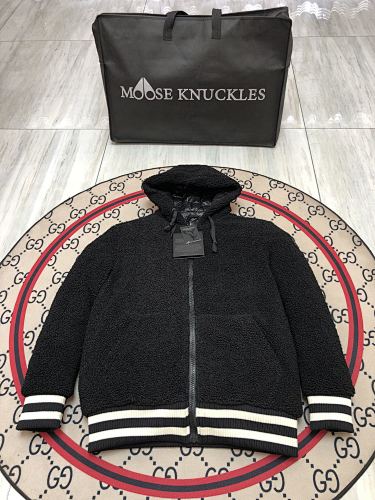 Moose Knuckles Black Sherpa Teddy Fleece Hooded Jacket
