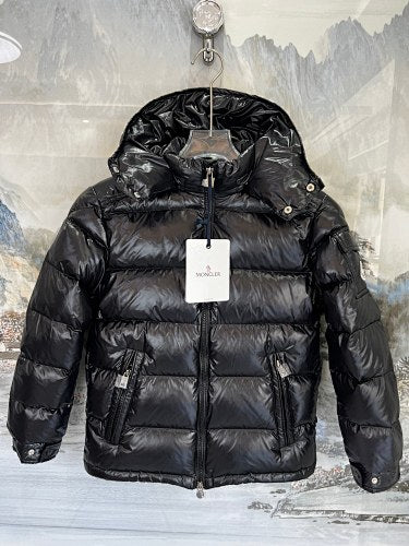 Moncler Black High-Gloss Hooded Short Down Jacket