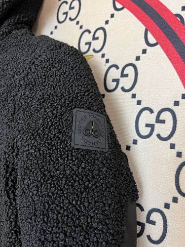 Moose Knuckles Black Sherpa Teddy Fleece Hooded Jacket