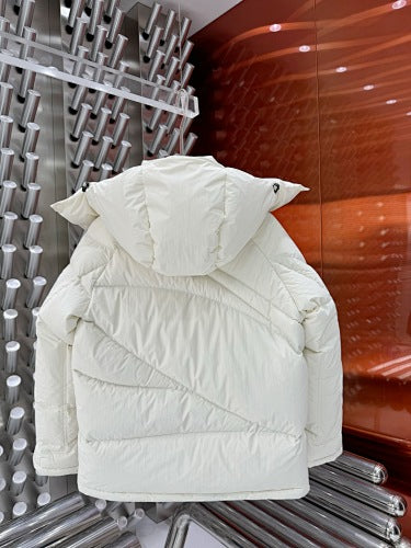Moncler White Oversized-Baffle Hooded Short Down Jacket