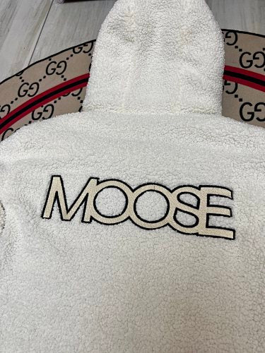 Moose Knuckles White Sherpa Teddy Fleece Hooded Jacket