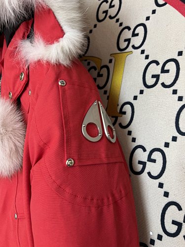 Moose Knuckles Red Long Down Parka