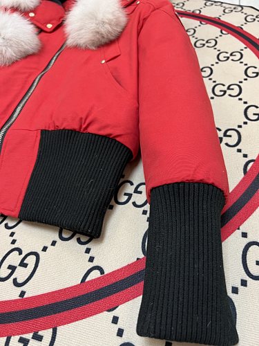 Moose Knuckles Red Long Down Parka