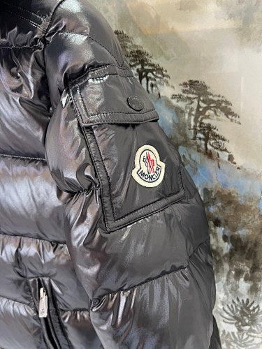 Moncler Black High-Gloss Hooded Short Down Jacket