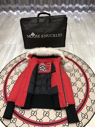 Moose Knuckles Red Long Down Parka