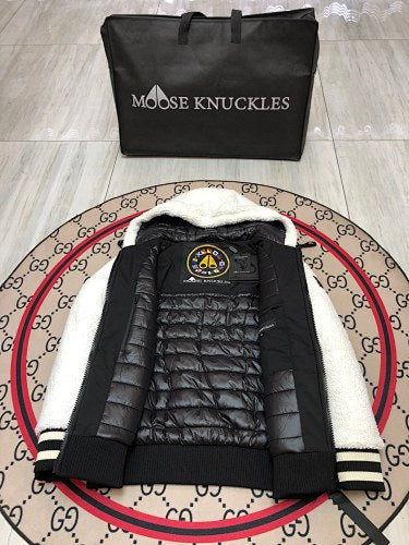 Moose Knuckles White Sherpa Teddy Fleece Hooded Jacket