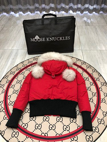 Moose Knuckles Red Long Down Parka
