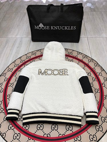 Moose Knuckles White Sherpa Teddy Fleece Hooded Jacket