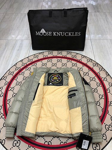 Moose Knuckles Silver Grey Stirling Puffer Down Jacket