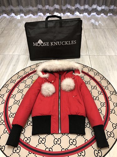 Moose Knuckles Red Long Down Parka