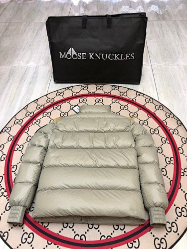 Moose Knuckles Silver Grey Stirling Puffer Down Jacket
