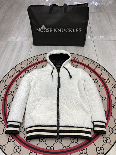 Moose Knuckles White Sherpa Teddy Fleece Hooded Jacket