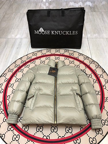 Moose Knuckles Silver Grey Stirling Puffer Down Jacket