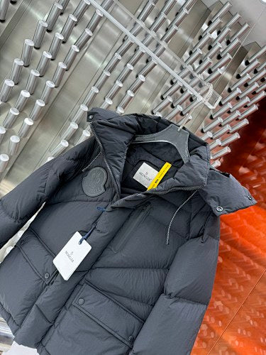 Moncler Black Oversized Mid-Length Hooded Down Parka