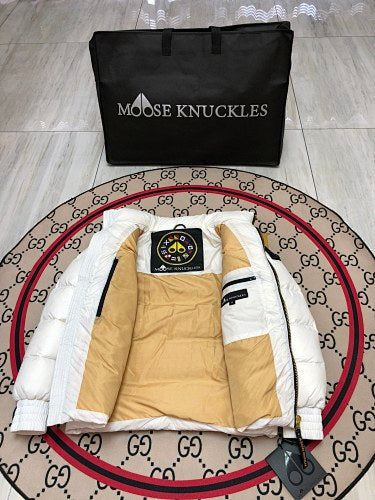 Moose Knuckles White Stirling Puffer Down Jacket