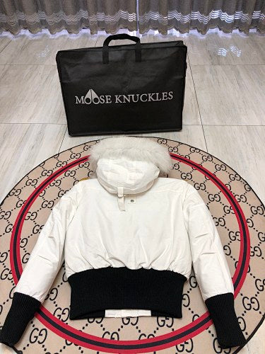 Moose Knuckles White Long Down Parka