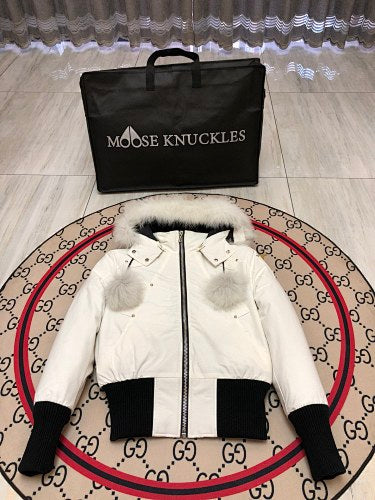 Moose Knuckles White Long Down Parka