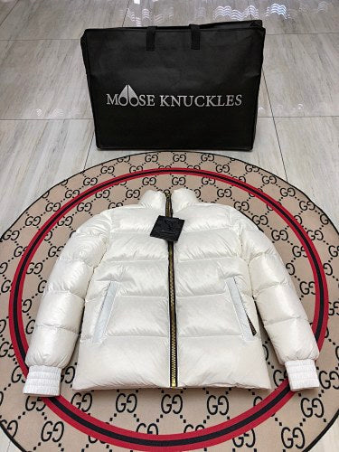Moose Knuckles White Stirling Puffer Down Jacket