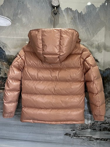 Moncler Rose Gold High-Gloss Hooded Short Down Jacket