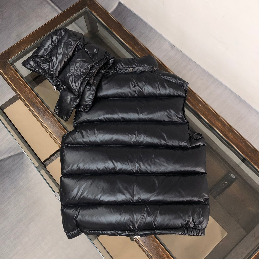 Moncler Black Hooded Down Puffer Vest