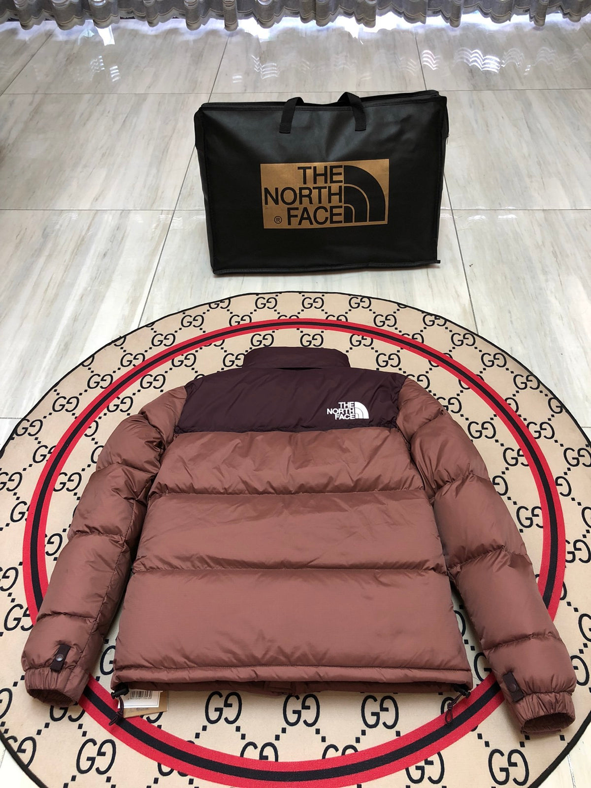 The North Face Pink Brown 1992 Nuptse 700 Fill Power Down Jacket