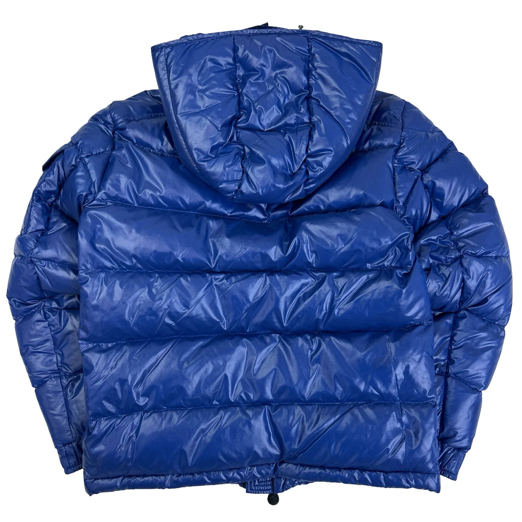 Moncler Royal Blue Glossy Hooded Puffer Jacket