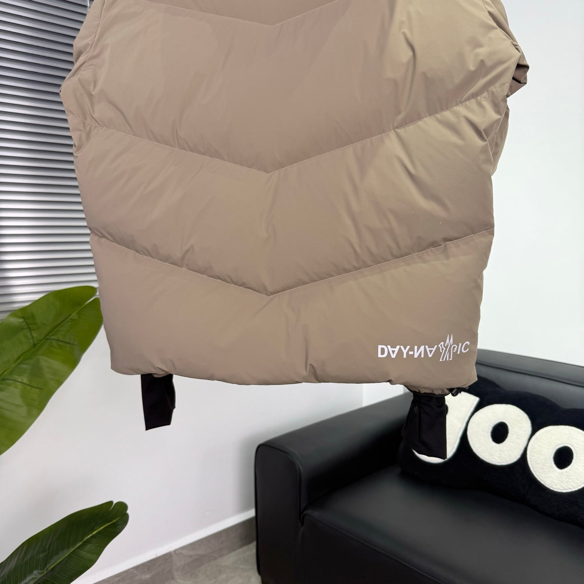 Day-Namic Khaki Chevron Hooded Down Vest