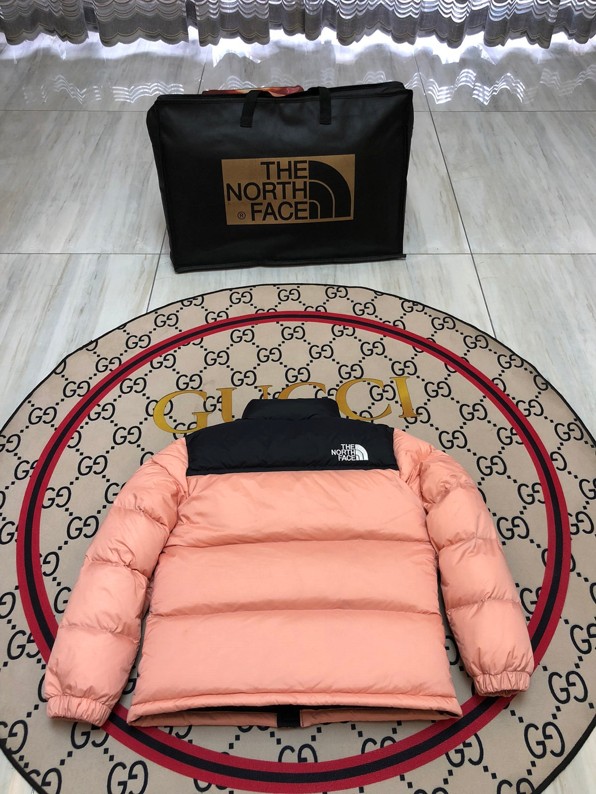 The North Face Coral Pink Black 1992 Nuptse 700 Fill Power Down Jacket