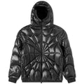 Moncler Black Radial Spider-Web Quilted Hooded Short Down Jacket