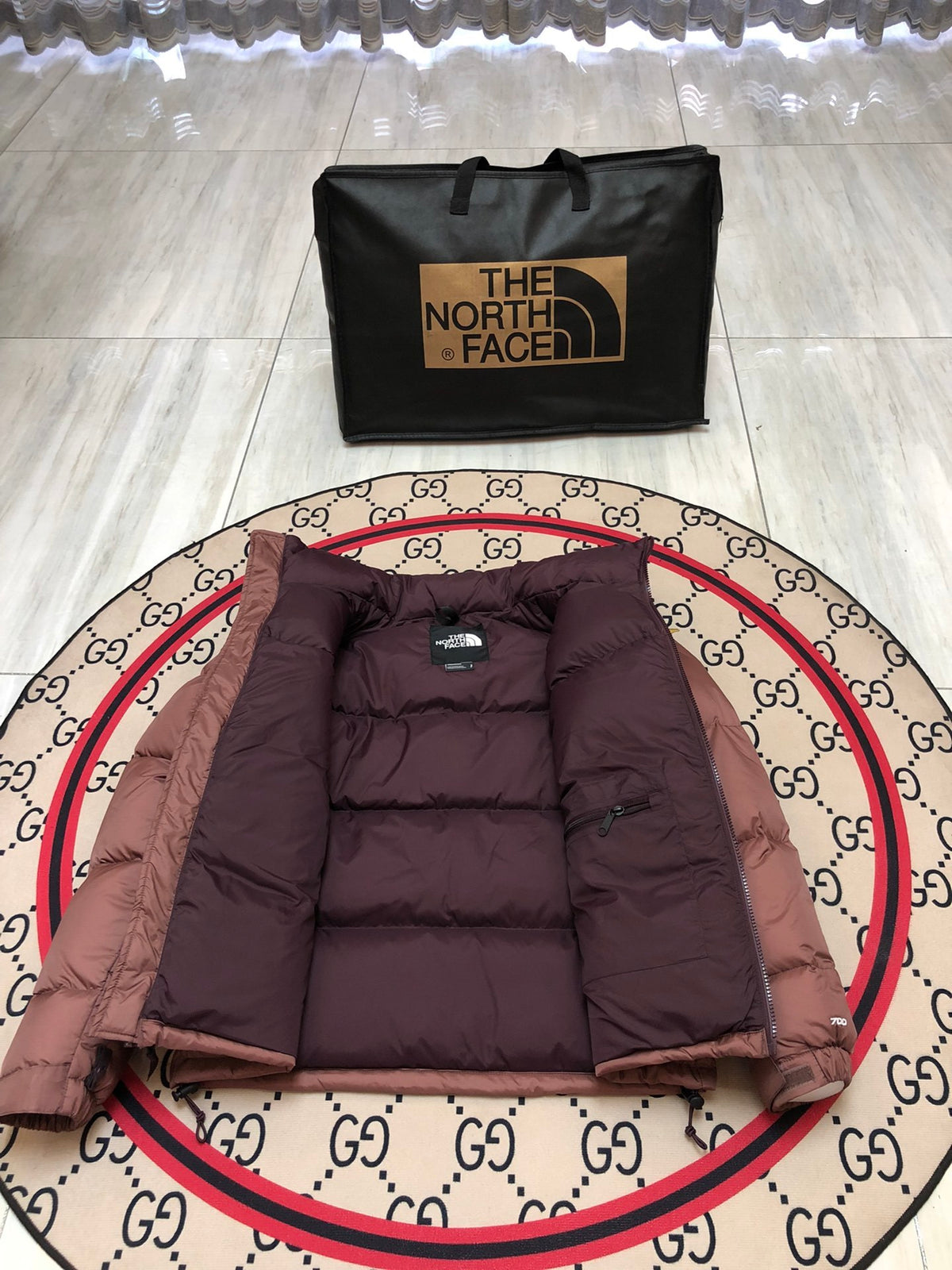 The North Face Pink Brown 1992 Nuptse 700 Fill Power Down Jacket