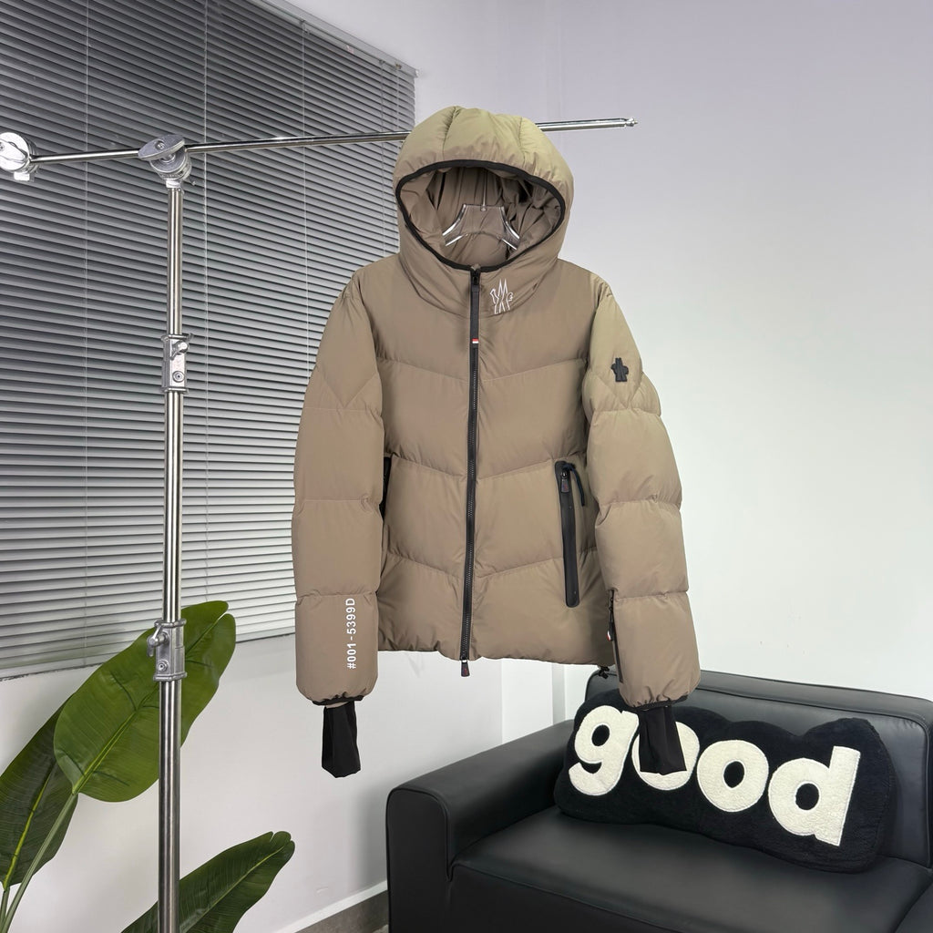 Day-Namic Khaki Chevron Hooded Down Vest