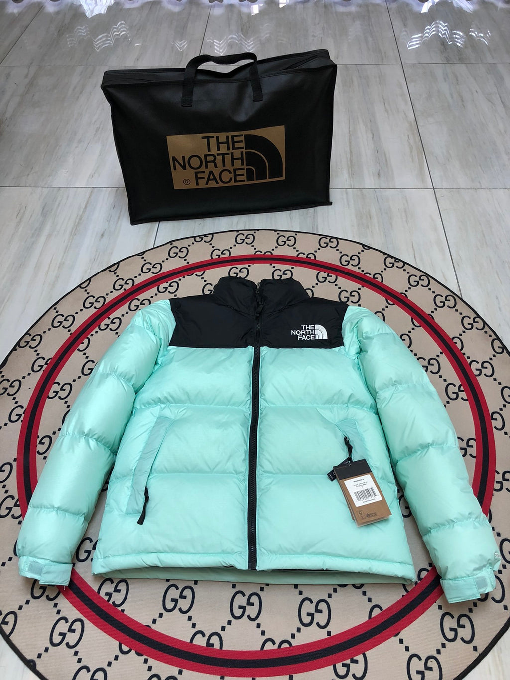 The North Face Mint Green Black 1992 Nuptse 700 Fill Power Down Jacket