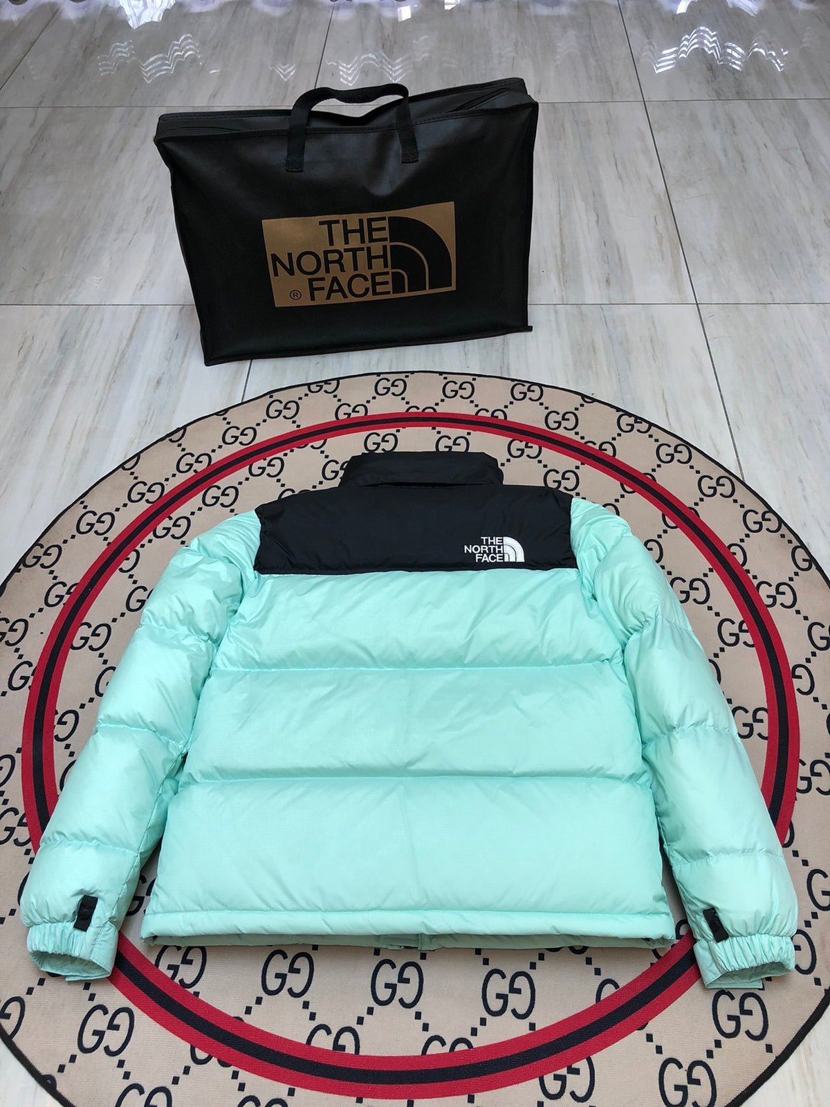 The North Face Mint Green Black 1992 Nuptse 700 Fill Power Down Jacket