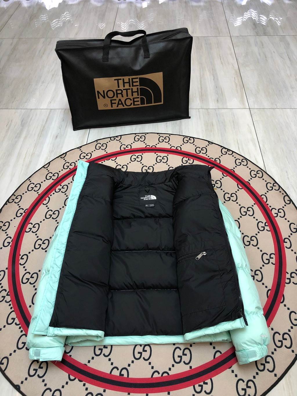 The North Face Mint Green Black 1992 Nuptse 700 Fill Power Down Jacket