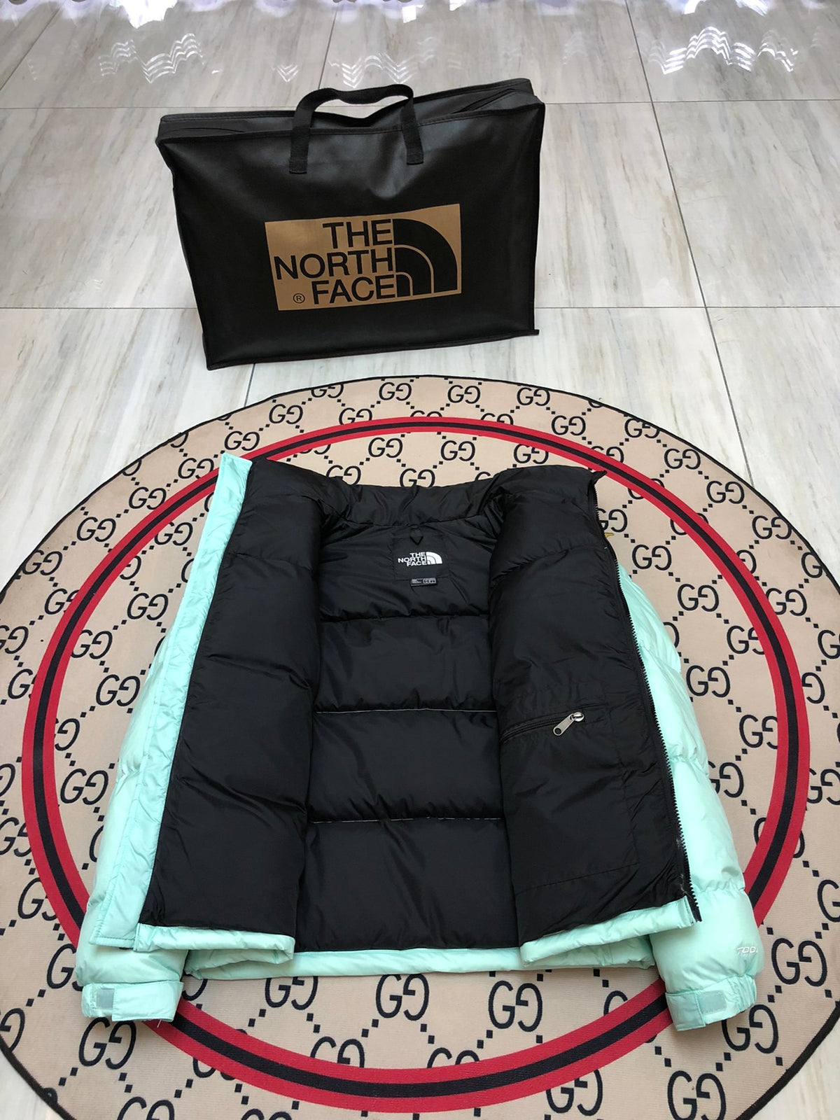 The North Face Mint Green Black 1992 Nuptse 700 Fill Power Down Jacket