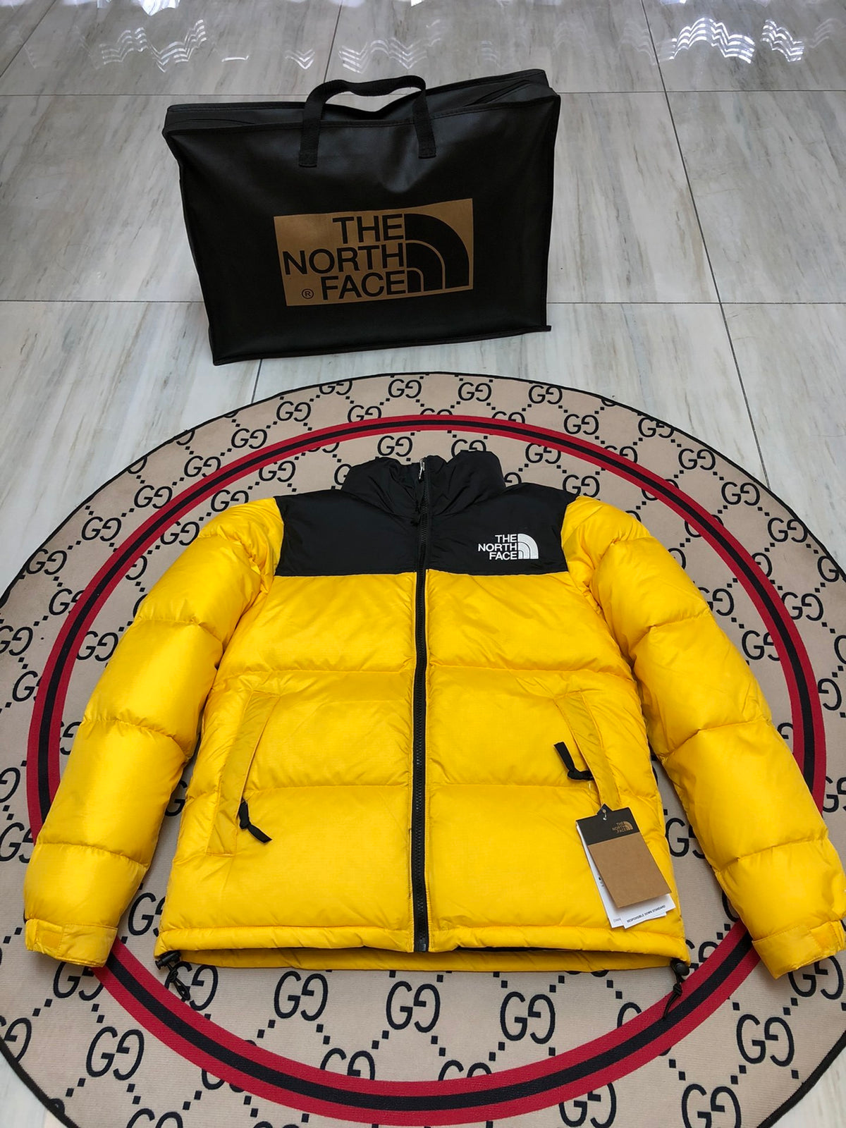 The North Face Yellow Black 1992 Nuptse 700 Fill Power Down Jacket
