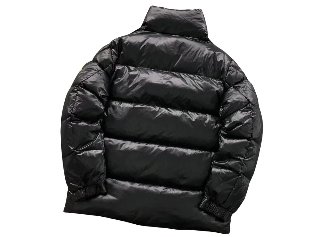Moncler Black High-Gloss Stand-Collar Diamond-Quilted Short Down Jacket
