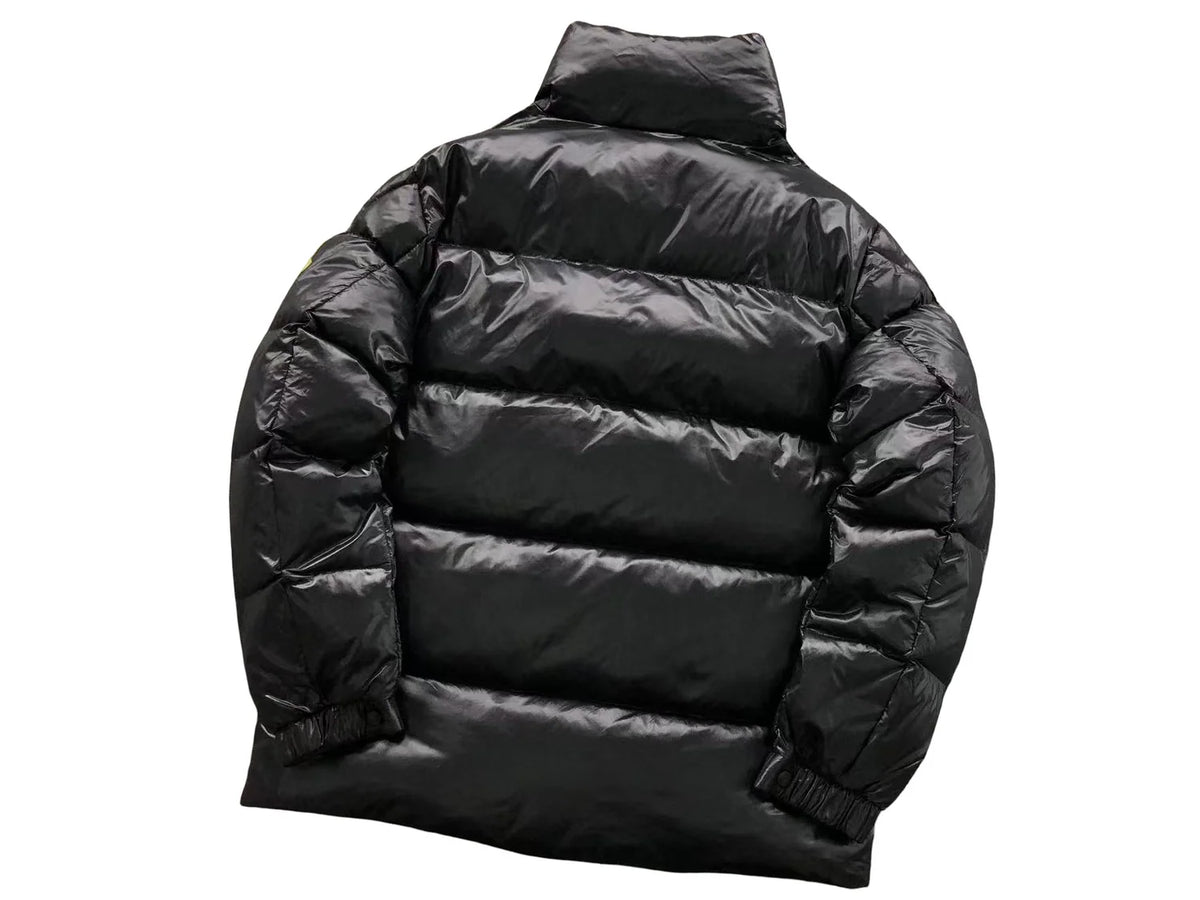 Moncler Black High-Gloss Stand-Collar Diamond-Quilted Short Down Jacket