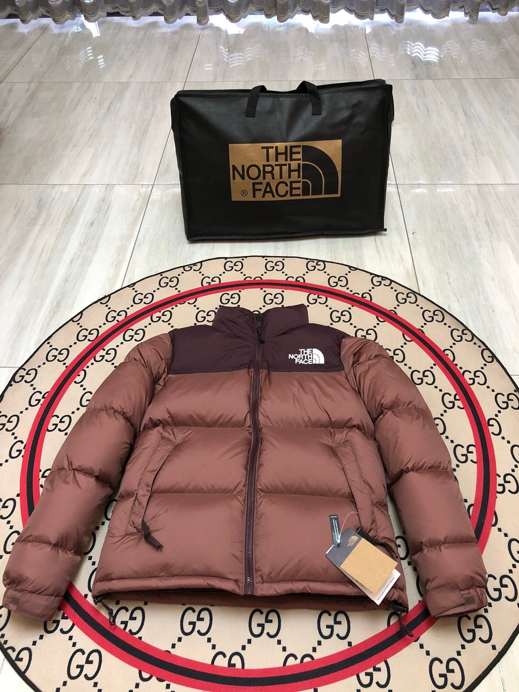 The North Face Pink Brown 1992 Nuptse 700 Fill Power Down Jacket