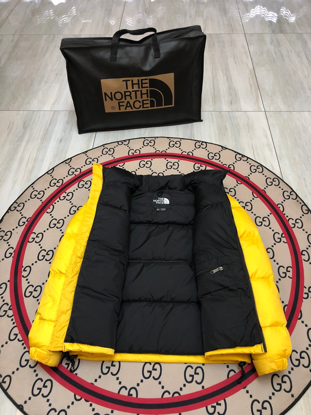 The North Face Yellow Black 1992 Nuptse 700 Fill Power Down Jacket