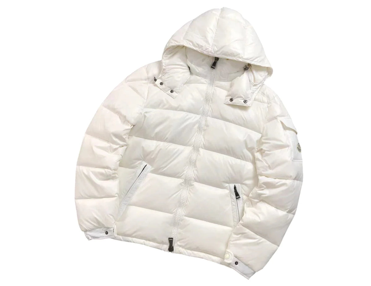 Moncler White Hooded Quilted Puffer Jacket
