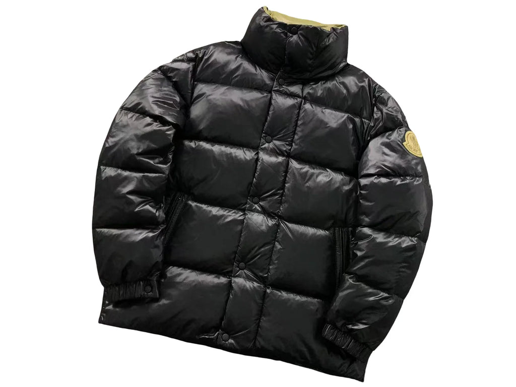 Moncler Black High-Gloss Stand-Collar Diamond-Quilted Short Down Jacket